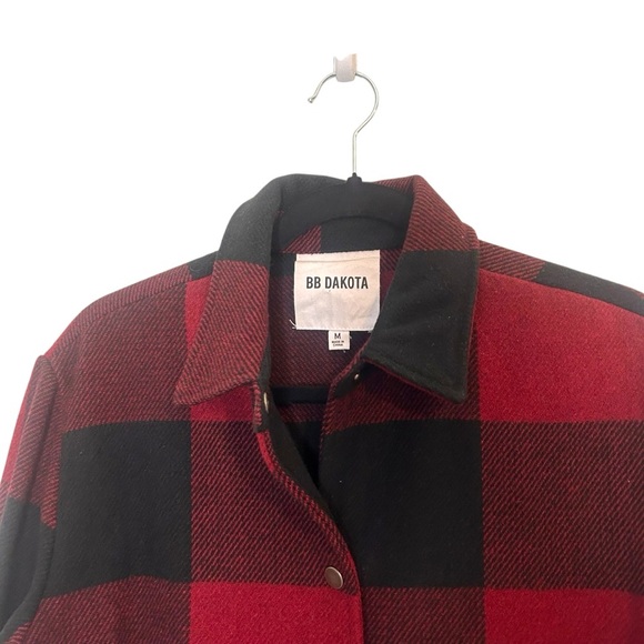 BB Dakota Eldridge Jacket- Red Plaid Brushed Wool Shacket- Size Medium - Picture 10 of 12